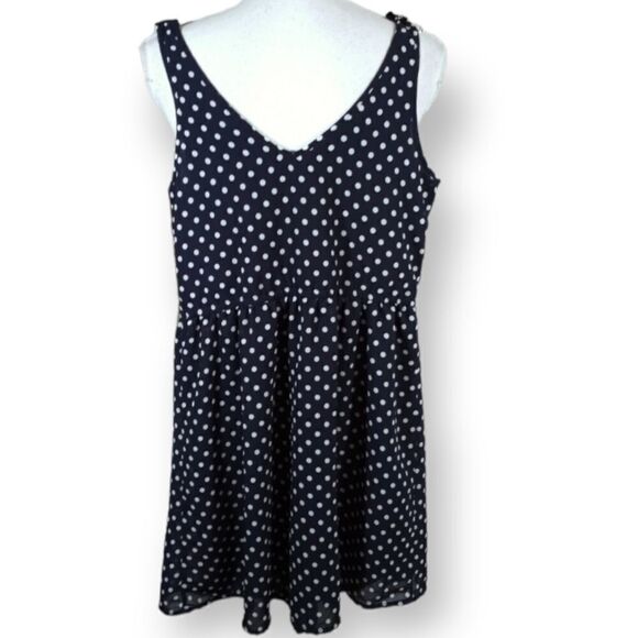 NAVY & WHITE POLKA-DOT DRESS SZ.XS/S EUC - Picture 4 of 4